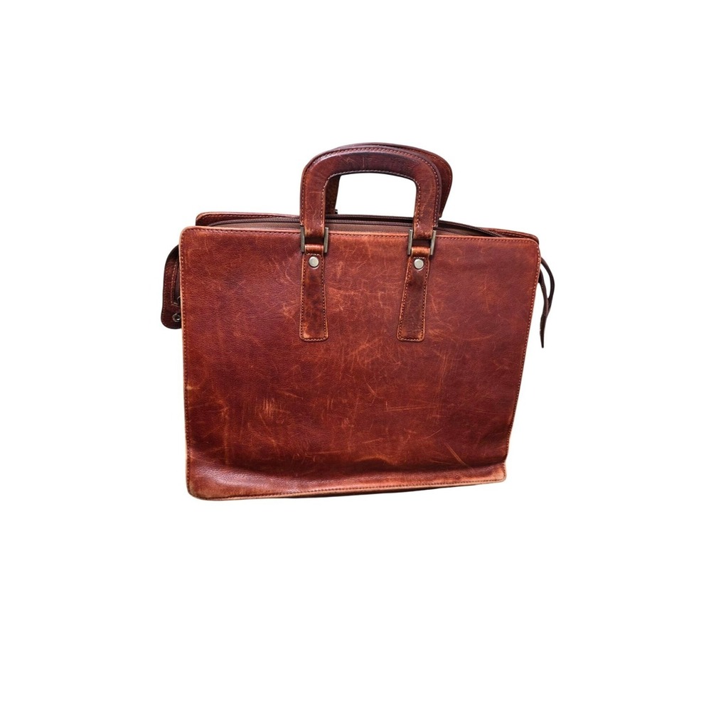 VTG Wilsons Leather Pelle Studio Brown Leather Briefcase 15" Bag Dual Handles